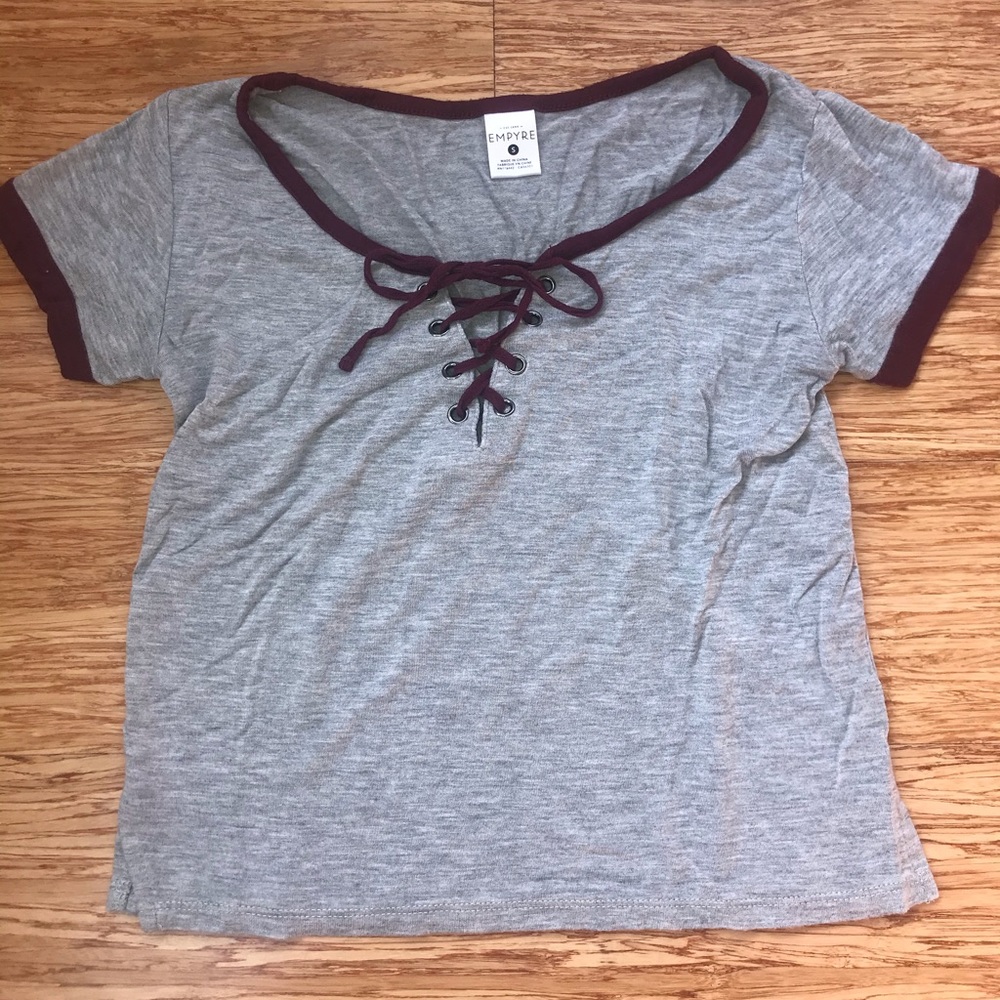 Empyre Lace Up Grey T-Shirt
